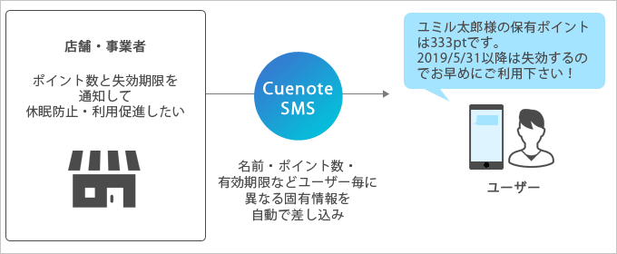 コンシューマー向けサービスでの宛名差し込み、保有ポイント・有効期限通知