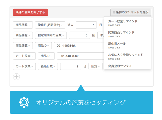 オリジナルの施策をセッティング