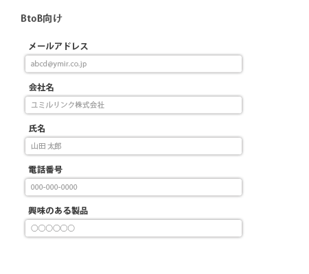 BtoB向けフォームの例
