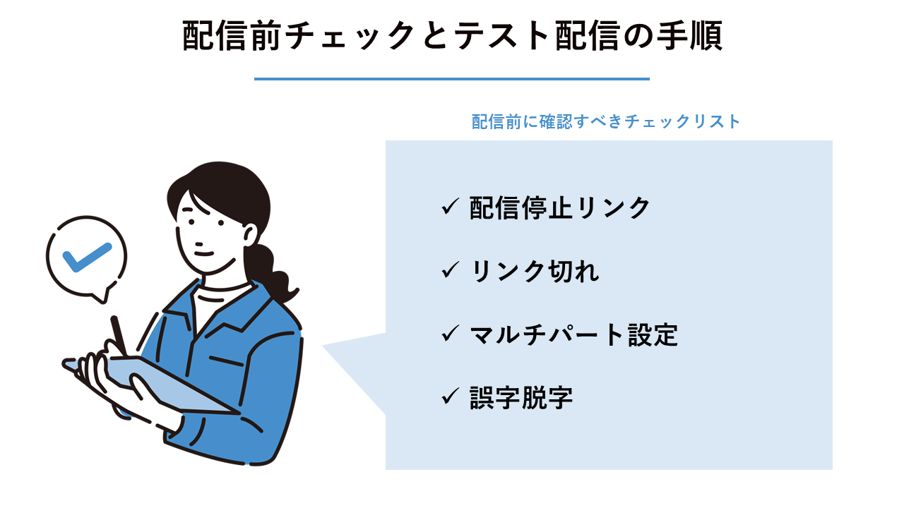 配信前チェックとテスト配信の手順