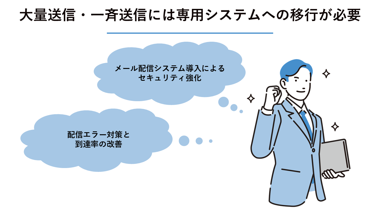大量送信・安全な一斉送信には専用システムへの移行が必要